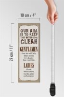 Holzschild Spruch Keep this bathroom clean 10x27cm
