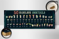 Holzschild 50 Fabulous Cocktails Drinks 27x10cm