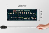 Holzschild 50 Fabulous Cocktails Drinks 27x10cm