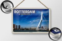 Blechschild Reise 18x12cm Rotterdam Niederlande Erasmus-Brücke Deko