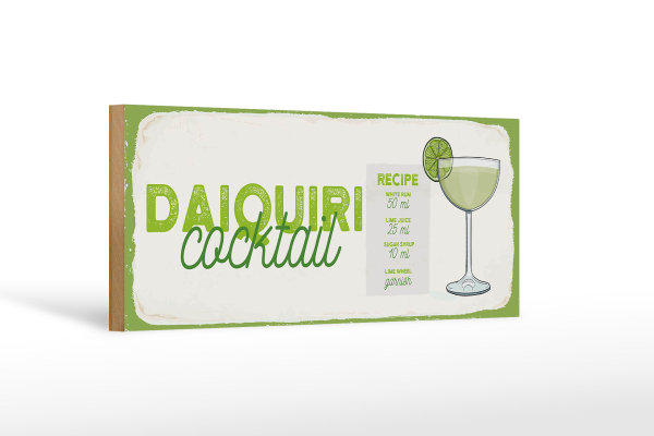 Holzschild Rezept Daiquiri Cocktail Recipe 27x10cm
