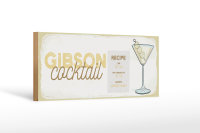 Holzschild Rezept Gibson Cocktail Recipe 27x10cm