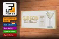 Holzschild Rezept Gibson Cocktail Recipe 27x10cm