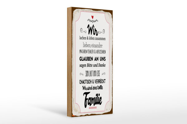 Holzschild Spruch 10x27cm Wir lachen und leben zusammen