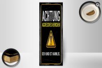 Holzschild Hinweis 10x27cm Achtung aggressives Herrchen Hund