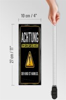 Holzschild Hinweis 10x27cm Achtung aggressives Herrchen Hund