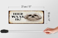 Holzschild Spruch 27x10cm holländisch Hier Waak ik Shih Tzu