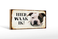 Holzschild Spruch 27x10cm holländisch Hier Waak ik...