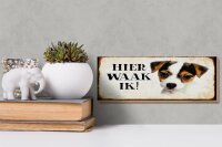 Holzschild Spruch 27x10cm holländisch Hier Waak ik Jack Russell Terrier Puppy