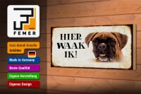 Holzschild Spruch 27x10cm holländisch Hier Waak ik Boxer Hund