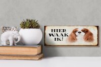 Holzschild Spruch 27x10cm holländisch Hier Waak ik King Charles Spaniel