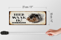 Holzschild Spruch 27x10cm holländisch Hier Waak ik Schnauzer Hund
