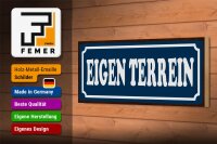 Holzschild Hinweis 27x10cm holländisch Eigen Terrein Privatbesitz