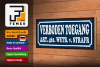 Holzschild Hinweis 27x10cm holländisch Verboden toegang Zutritt verboten