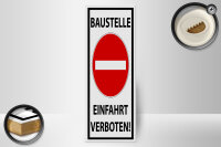 Holzschild Hinweis 10x27cm Baustelle Einfahrt verboten