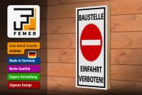 Holzschild Hinweis 10x27cm Baustelle Einfahrt verboten
