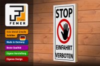 Holzschild Hinweis 10x27cm Stop Einfahrt verboten