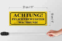 Holzschild Hinweis 27x10cm Achtung Wachhund pflichtbewusst