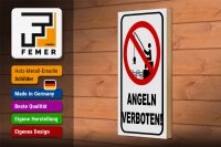 Holzschild Hinweis 10x27cm Angeln verboten Warnschild