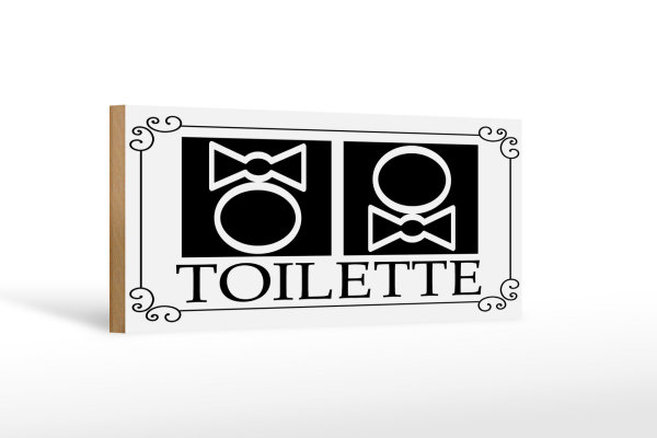 Holzschild Hinweis 27x10cm WC Piktogramm Toilette