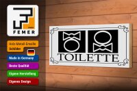 Holzschild Hinweis 27x10cm WC Piktogramm Toilette