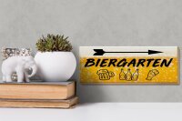 Holzschild 27x10cm Biergarten rechts Bier