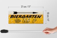 Holzschild 27x10cm Biergarten rechts Bier