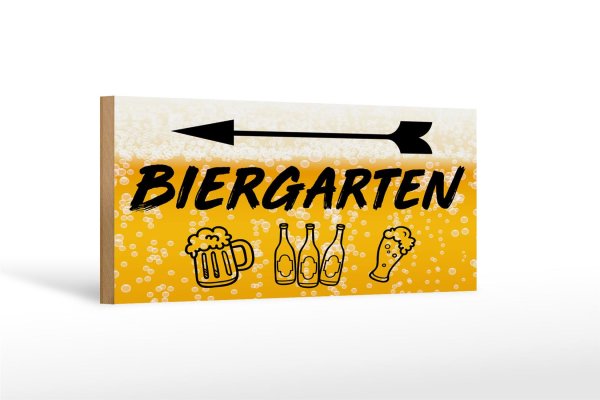 Holzschild 27x10cm Biergarten links Bier