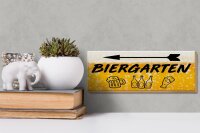Holzschild 27x10cm Biergarten links Bier