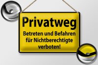 Blechschild Warnschild 30x20cm Privatweg gelbes