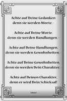 Blechschild Spruch 20x30cm Achte auf deine Gedanken