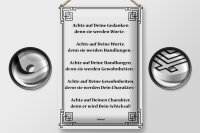 Blechschild Spruch 20x30cm Achte auf deine Gedanken