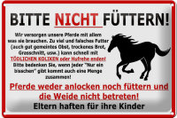 Blechschild Warnschild 30x20cm (Pferd) Bitte nicht...