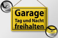Blechschild Hinweis 30x20cm Garage Tag und Nacht freihalten