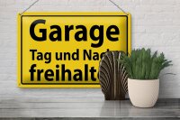 Blechschild Hinweis 30x20cm Garage Tag und Nacht freihalten