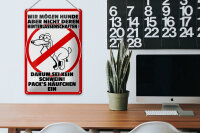 Blechschild Hinweis 20x30cm wir mögen keine Hundehäufchen