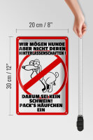 Blechschild Hinweis 20x30cm wir mögen keine Hundehäufchen