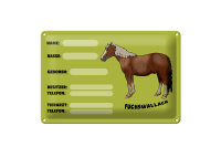 Blechschild Pferd 30x20cm Fuchswallach Name Besitzer Rasse