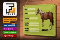 Blechschild Pferd 30x20cm Fuchswallach Name Besitzer Rasse