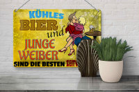 Blechschild Alkohol 30x20cm kühles Bier und junge Weiber