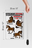 Blechschild Hinweis 20x30cm bitte nicht füttern Pferd krank