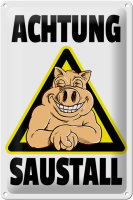 Blechschild Tiere 20x30cm Schwein Achtung Saustall