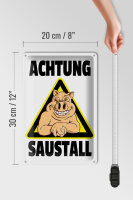 Blechschild Tiere 20x30cm Schwein Achtung Saustall