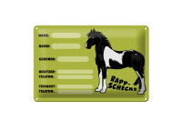 Blechschild Pferd 30x20cm Rappschecke Name Besitzer Rasse