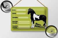 Blechschild Pferd 30x20cm Rappschecke Name Besitzer Rasse