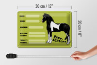Blechschild Pferd 30x20cm Rappschecke Name Besitzer Rasse
