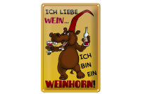 Blechschild Alkohol 20x30cm liebe Wein bin ein Weinhorn