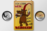 Blechschild Alkohol 20x30cm liebe Wein bin ein Weinhorn