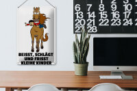 Blechschild Hinweis 20x30cm Pferd beisst frisst Kinder