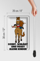 Blechschild Hinweis 20x30cm Pferd beisst frisst Kinder
